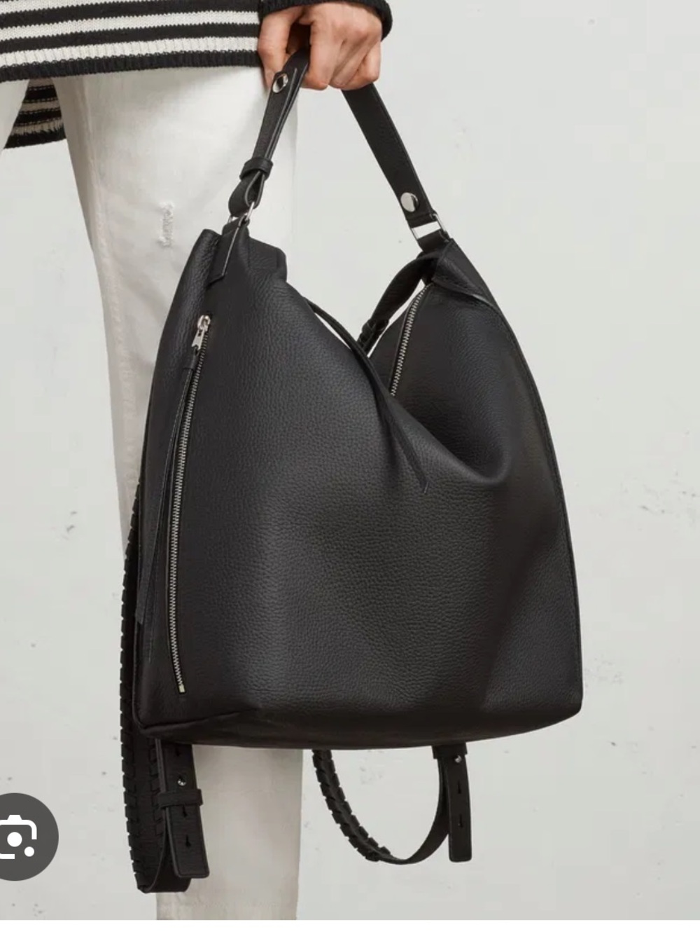 All Saints Black Leather Shoulder Bag Kita